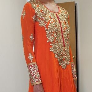 Orange Anarkali Suit, Kurta